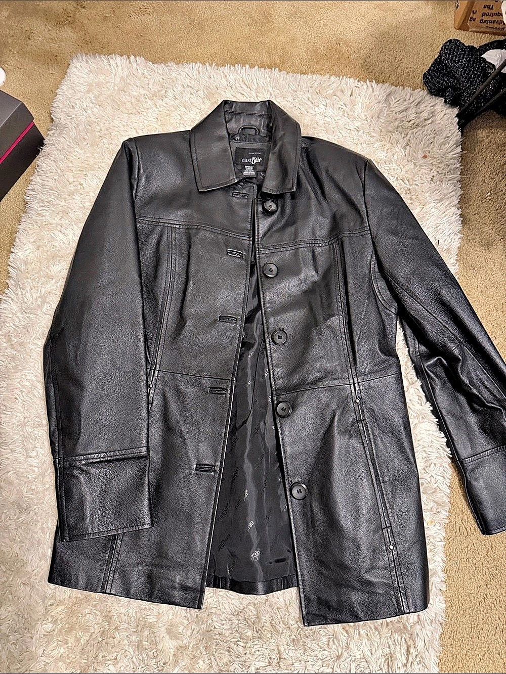 East 5th Women'Small Leather Button-Front Jacket Size Small